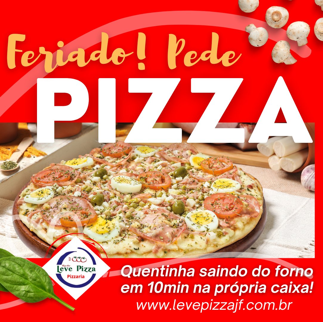 RedeLevePizzajf's tweet photo. Aproveite o feriadão com uma explosão de sabores! 🎉🍕😋 Adiante seu pedido e garanta momentos deliciosos!
Faça seu pedido antecipado pelo nosso site https://t.co/cbtr0voj9s ou ligue para 3031-0200.😊🍕😍 

#feriadocompizza #feriado #feriadojf #pizzalovers #pizzajfdelivery https://t.co/ubTXqfSylH