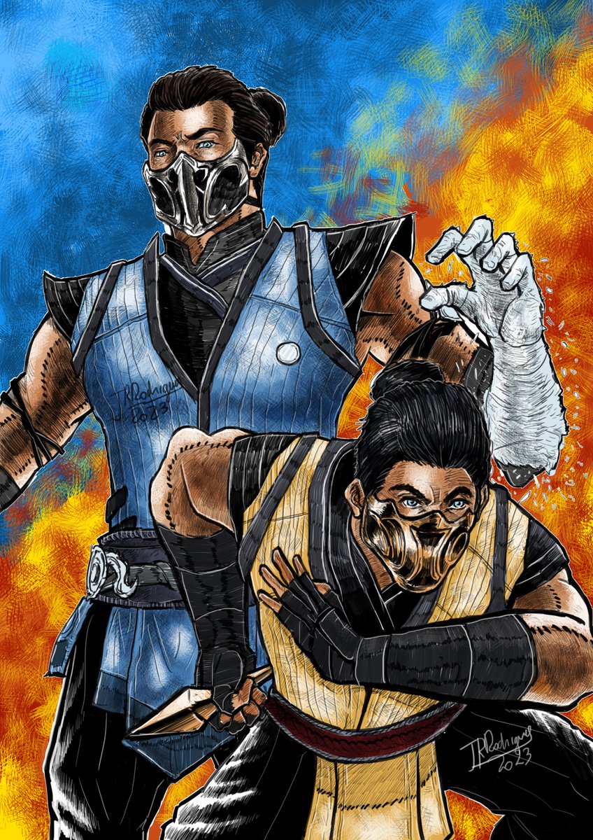 jrr_arts's tweet photo. #MK1 SubZero and Scorpion OR should I say Bi Han and KUAI LIANG?  
.
I can't wait to see this new game, which comes out on my birthday... even though I don't have a new generation console to play it on 😅😭
.
.
.
.
#Mk1 #Subzero #MortalKombat1 #Scorpion #Mkkollective https://t.co/ib9noKtVVd