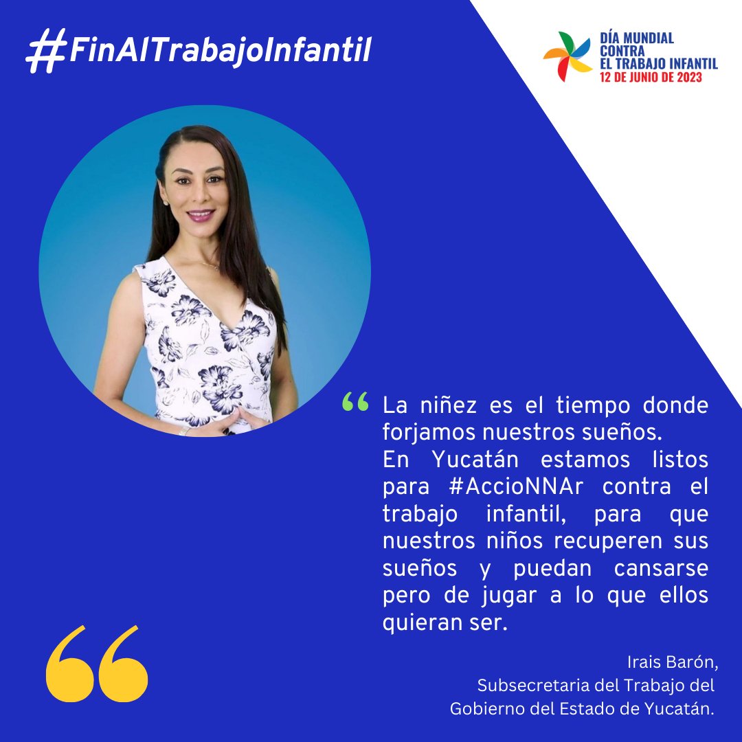 Trabajar de manera coordinada es clave para poner #FinAlTrabajoInfantil.
Por un 🇲🇽 #SinTrabajoInfantil es momento de #AccioNNAr🔺
<a href="/IraisBaron/">Iʀᴀɪs Bᴀʀᴏ́ɴ 🌺</a> @SEFOETYucatan <a href="/GobYucatan/">Gobierno de Yucatán</a>