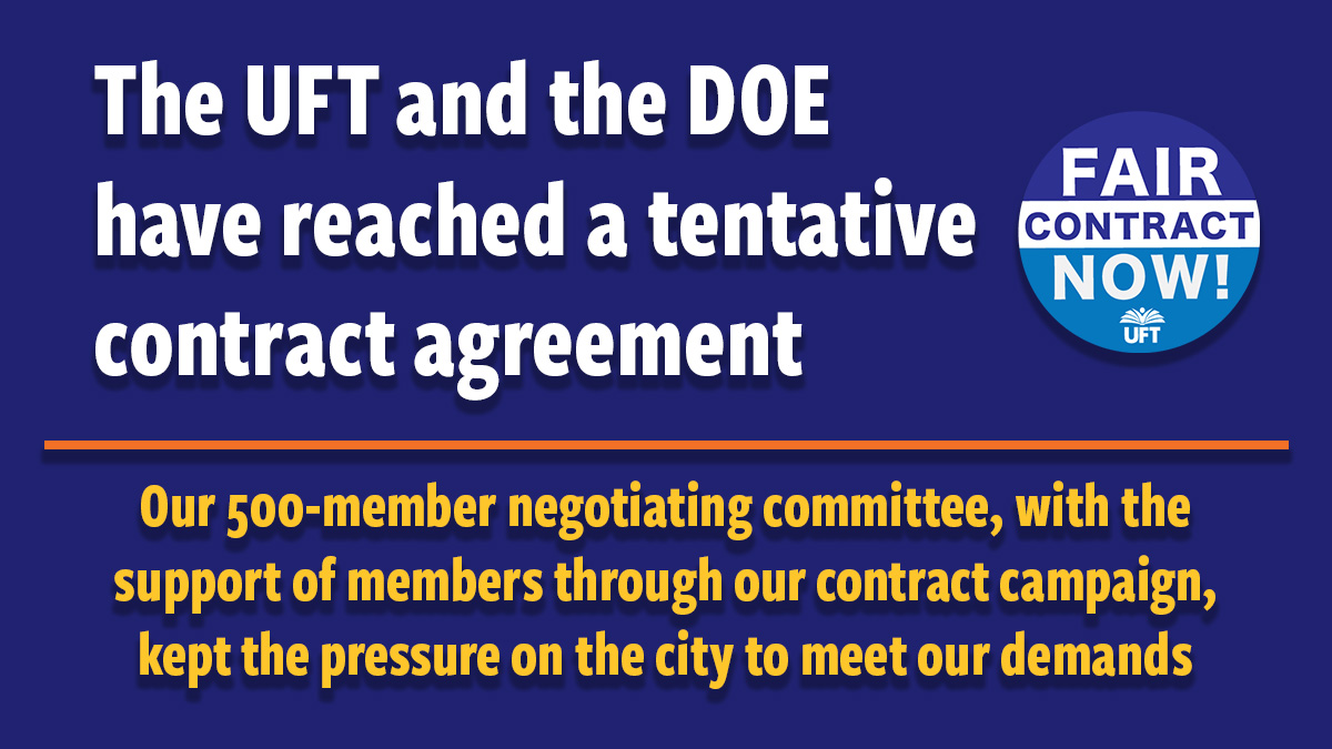 BREAKING NEWS: The UFT Delegate Assembly just voted to send the 2023 DOE-UFT tentative agreement to the full membership for ratification.