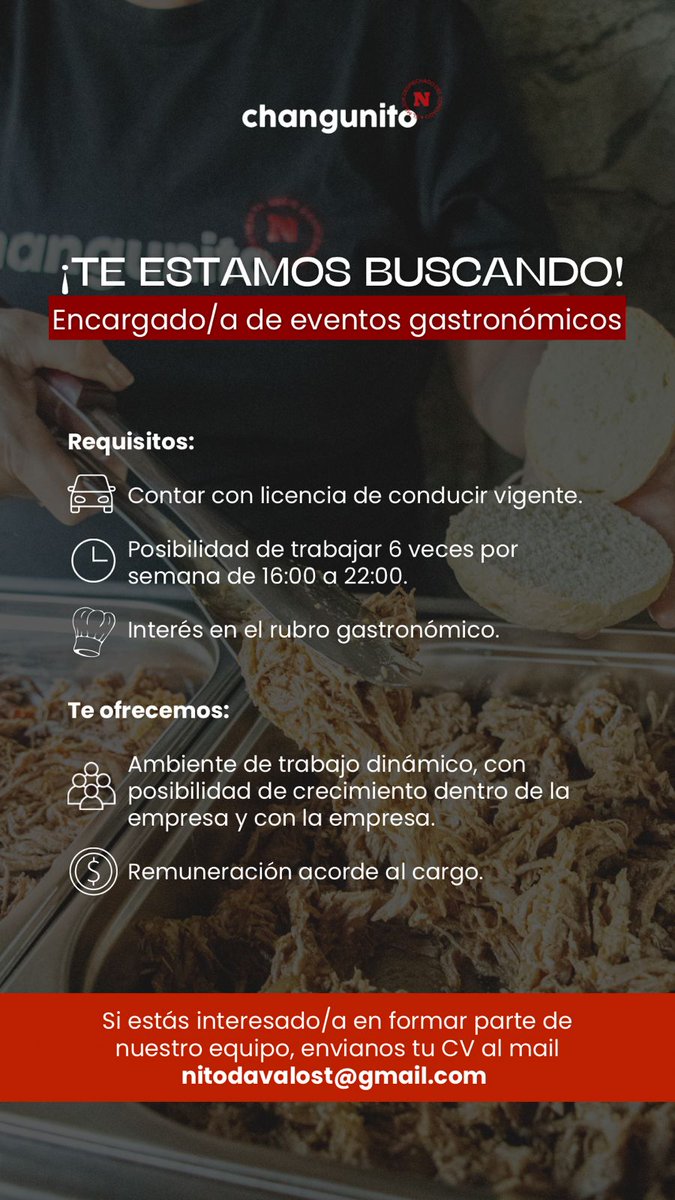Hola hola!! Seguimos buscando Encargado de Eventos! Rt para llegar a alguien con muchas ganas de ser parte de la ChanguFamilia