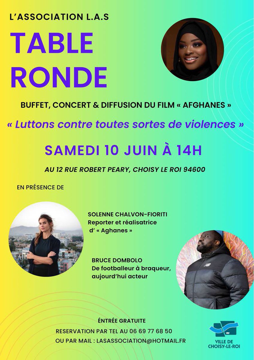 _TPLR's tweet photo. TPLR et ses délégués @mnrolly  , @thierry911933  , Pauline Mbaku étaient samedi 10 juin 2023 à Choisy Le Roy à la table ronde organisée par Mariam Toure, Présidente de l’association L.A.S.
Au programme 
Solène CHALVON-FIORITI, Reporter et réalisatrice du film « D’AFGHANES» https://t.co/i87bQRjKZR