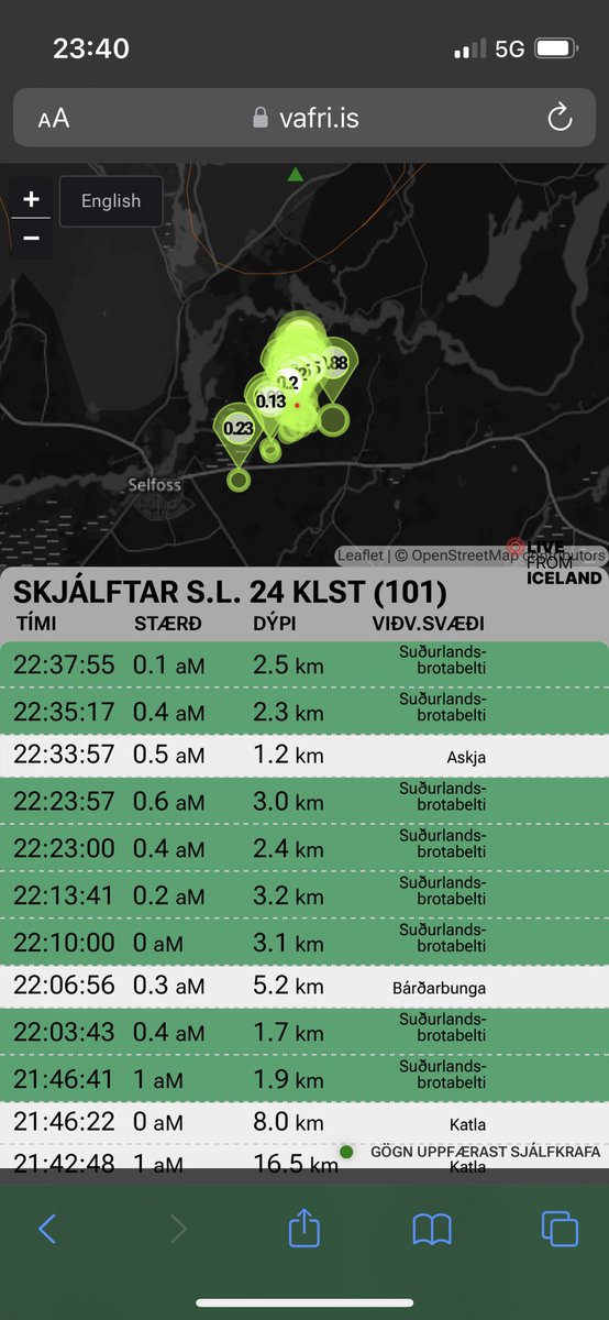 JBCOYS99's tweet image. The earthquake swarm is still ongoing north east of Selfoss #Iceland #Earthquake #Selfoss