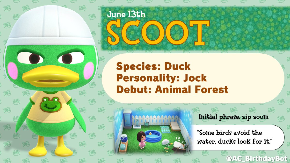 AC_BirthdayBot's tweet photo. Today, June 13th, is Scoot's birthday! https://t.co/FYi00iFP5w