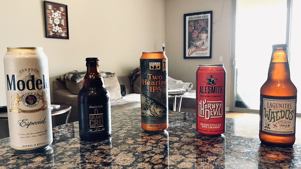 RJellyman's tweet photo. 06/13/2023 #TopBrewsTues & #10PercentTuesday The lineup includes Modelo Especial, Gran Cru, Two Hearted IPA, Horny Devil, & Round 1 is The Waldos’ TIIPA.
@JonMontag @Zippy_TMS @badhopper @TammyJaben @Senor_Greezy @cellmavin @afrobeerchick @PastorPastTime https://t.co/I7l0B1SX58