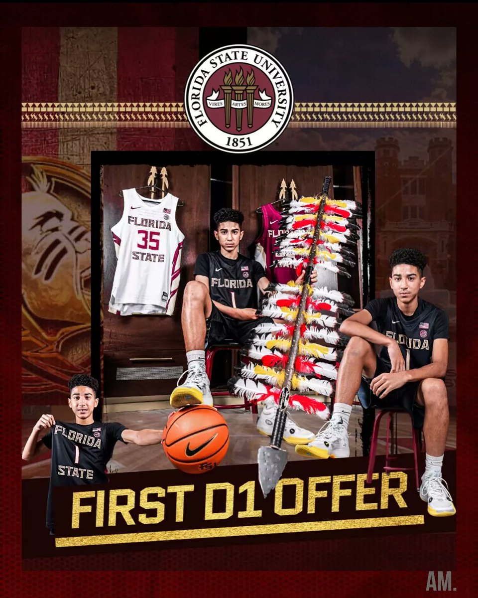 First D1 offer from Florida State University🙏🏽🔥💪🏽 #FloridaState #D1 #blessed #14yearsold #basketball