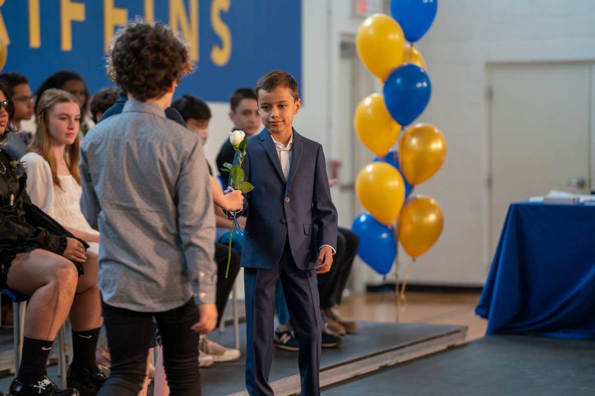 Roycemore's tweet photo. Current Middle School students recently welcomed our newest fifth-grade class during our Bridging Ceremony, which celebrates their completion of Lower School and official joining of the Middle School. Congratulations! 💙💛 https://t.co/WZ1ovcgw2n