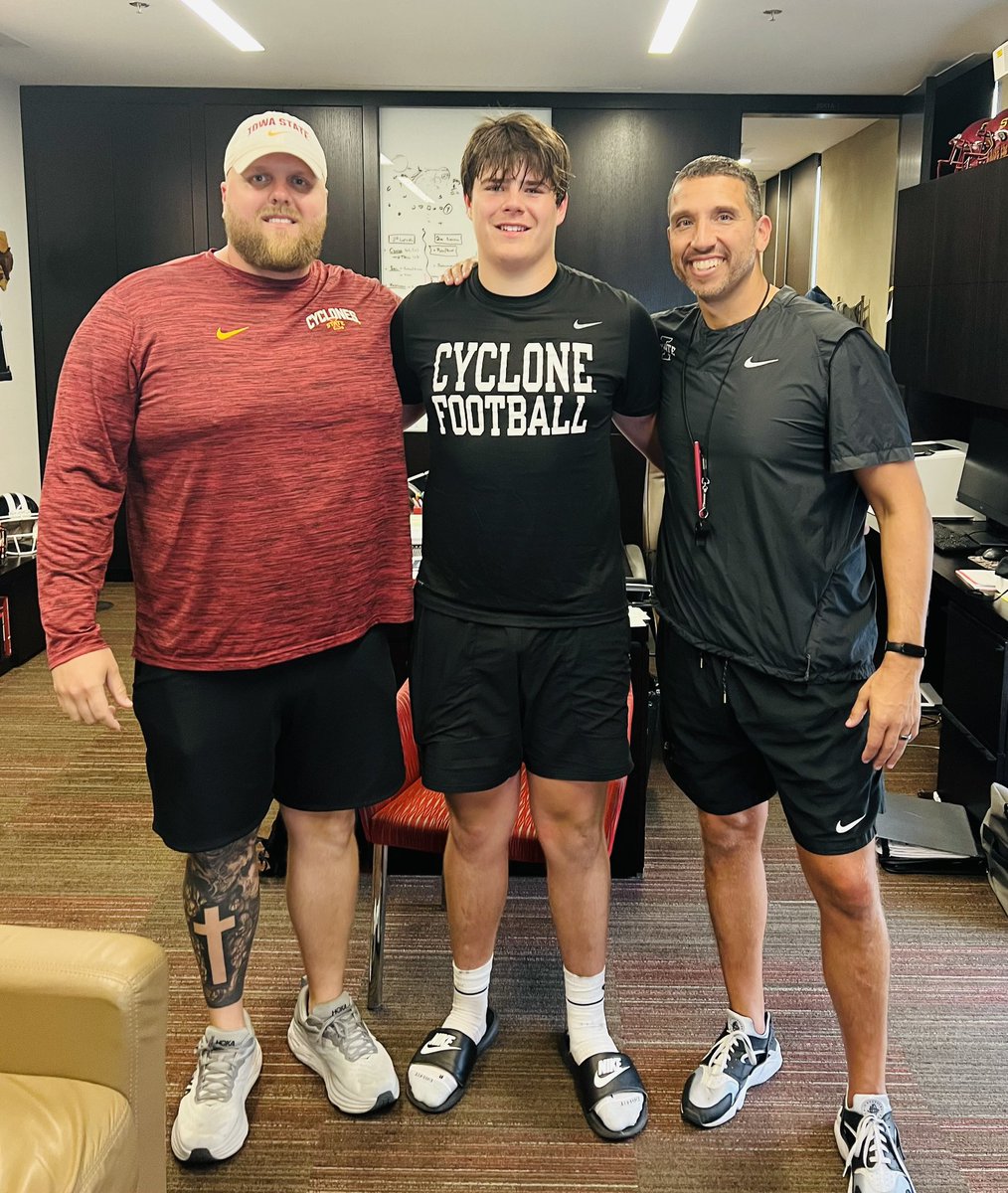WillTompkins14's tweet photo. After a great camp and conversation with @RyanClanton and @ISUMattCampbell i’m beyond excited and grateful to have received my first offer to Iowa State University! https://t.co/fCpAJqATqB