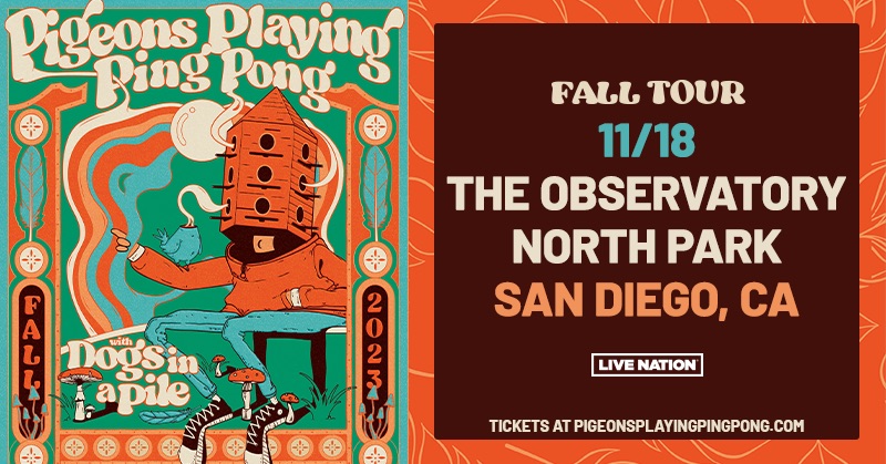 ANNOUNCEMENT: Gather your Flock because @pigeonsplaying take the Observatory North Park stage on November 18th! Presale tickets available Thurs, June 15th @ 10AM - 10PM with code: DISCO Public tickets on sale Fri, June 16th @ 10AM