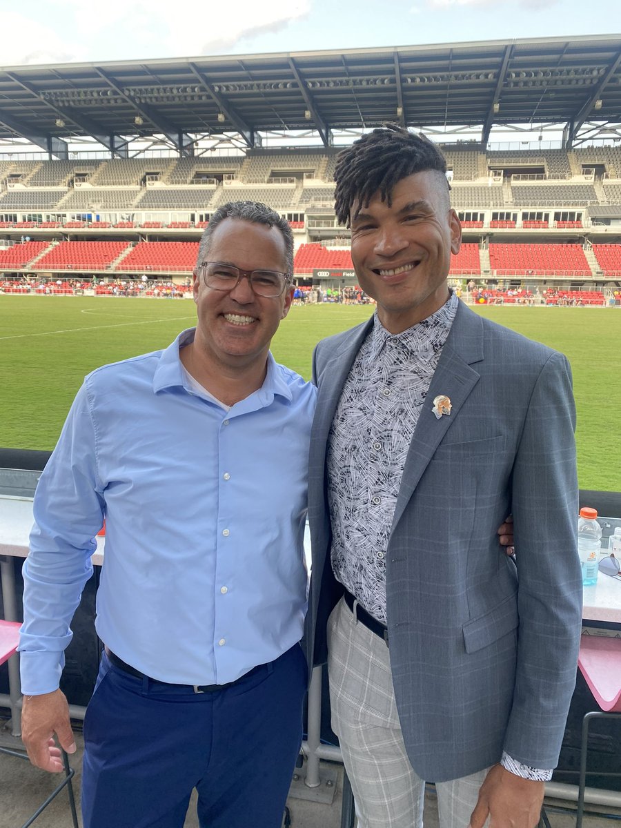 opengoalproject's tweet photo. our Executive Director @princelowery catching up with @Ed_FosterSimeon and @EvanWhitfield10 at the @ussoccerfndn Congressional Soccer Match @audifield after today’s #playmakerssummit! later tonight, Amir will take the pitch and play in #CSM23 ⚽️❤️⚽️ https://t.co/GKsFgmLw47