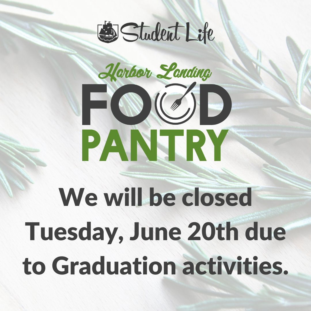 ghcstudentlife's tweet photo. The food pantry will be closed on 6/20. Sorry for any inconvenience. https://t.co/Rey476qb9f