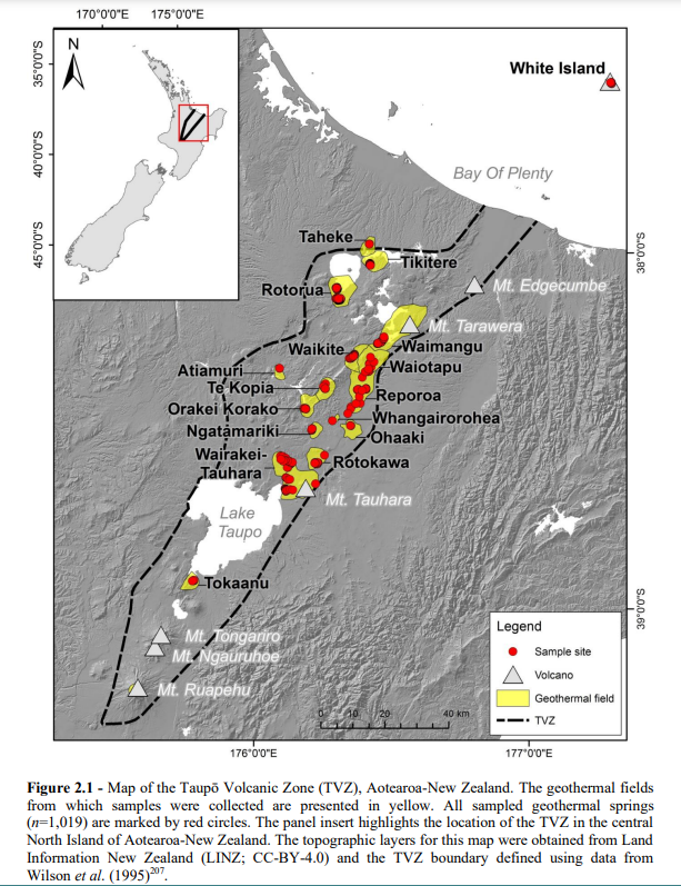 New #OpenAccess PhD from @Waikato:

Microbial biogeography of 1,000 geothermal springs: spatial, temporal, and allopatric dynamics of extremophiles in the Taupō Volcanic Zone, Aotearoa-New Zealand by
<a href="/JeanFloPower/">Jean Florence Power</a> 

hdl.handle.net/10289/15754

#Microbiology #Biogeography #Taupo