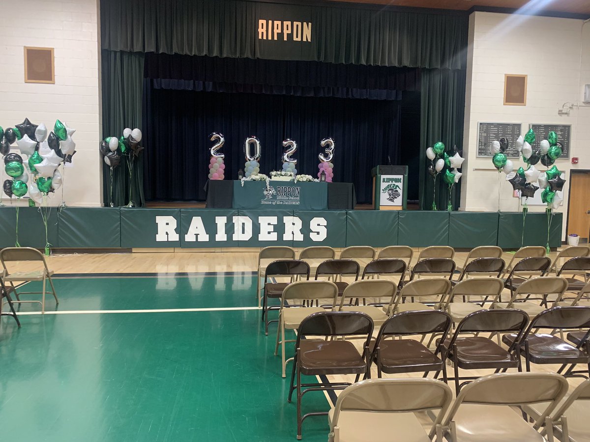 All set up for 8th grade awards tomorrow!!!! We are proud of our Raiders!!!! <a href="/RipponMiddle/">Rippon Middle School</a>