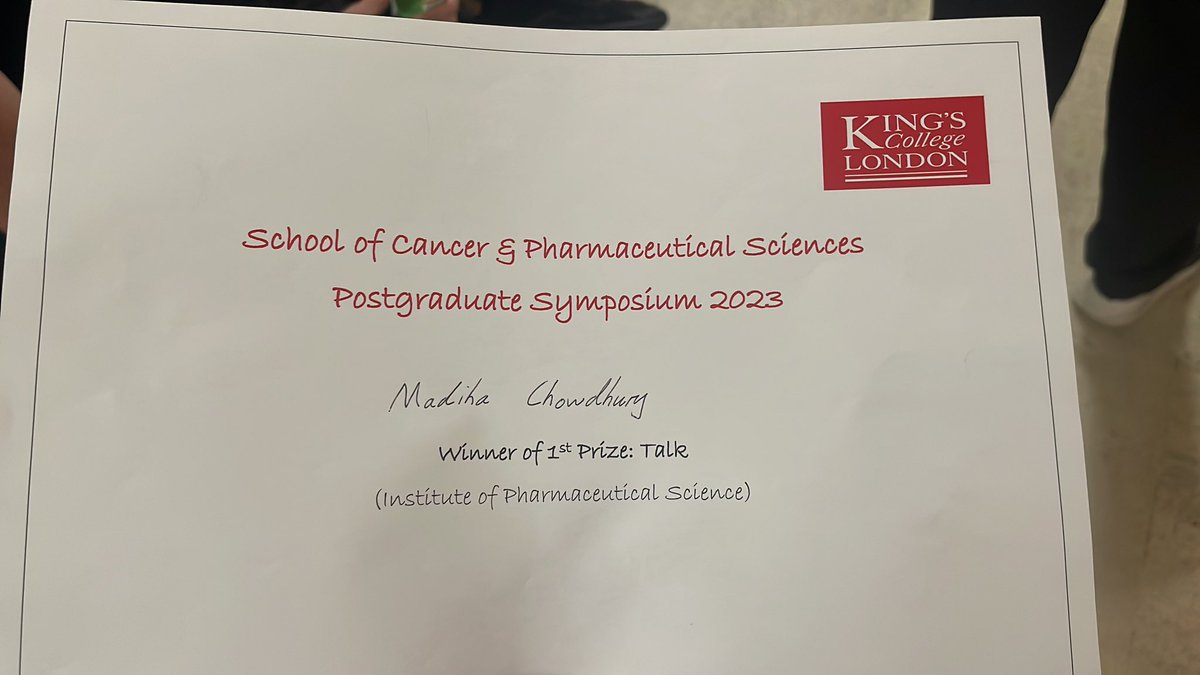 Madiha Mohsen (@madsciencekings) on Twitter photo Had a great time presenting my work in IPS PGR symposium 2023, King’s College London. Special thanks to my mentors and supervisors
<a href="/MirazRahman/">Prof Miraz Rahman</a> <a href="/ChrisPepper64/">Chris Pepper</a>
Professor Miraz Rahman Professor Chris Pepper and Professor Ben Forbes
<a href="/PharmacyKch/">PharmacyKCH</a> <a href="/KCLcancer_pharm/">School of Cancer & Pharmaceutical Sciences</a> Had a great time presenting my work in IPS PGR symposium 2023, King’s College London. Special thanks to my mentors and supervisors
<a href="/MirazRahman/">Prof Miraz Rahman</a> <a href="/ChrisPepper64/">Chris Pepper</a>
Professor Miraz Rahman Professor Chris Pepper and Professor Ben Forbes
<a href="/PharmacyKch/">PharmacyKCH</a> <a href="/KCLcancer_pharm/">School of Cancer & Pharmaceutical Sciences</a>
