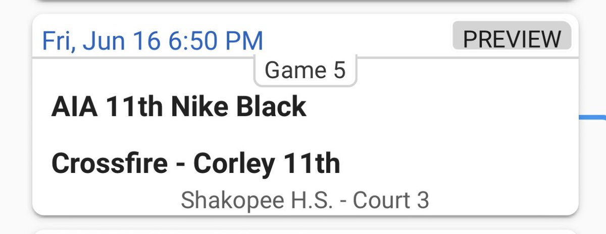 @Crossfire_2024 girls are back at it this weekend! Game one Friday night in Shakopee!

<a href="/averykrumwiede/">Avery Krumwiede</a> <a href="/AshleyKing2024/">AshleyKing20</a> <a href="/KateDrury2024/">Kate Drury</a> <a href="/kaileyjo72/">Kailey Smith</a> <a href="/williams_h2/">Hailey Williams</a> <a href="/langeberghannah/">Hannah Langeberg</a> <a href="/lizzie_corley/">Lizzie Corley</a> <a href="/MalechaMadison/">Madison Malecha</a> <a href="/AriComfort2024/">Arianna Comfort</a> <a href="/CrossfireGHoops/">Crossfire Girls Hoops MN AAU</a> <a href="/FiveStateHoops/">Chuck Thompson</a> <a href="/GMacHoops/">Grant McGinnis</a> <a href="/JrAllStarMN/">Minnesota Jr. All-Star GBB</a>