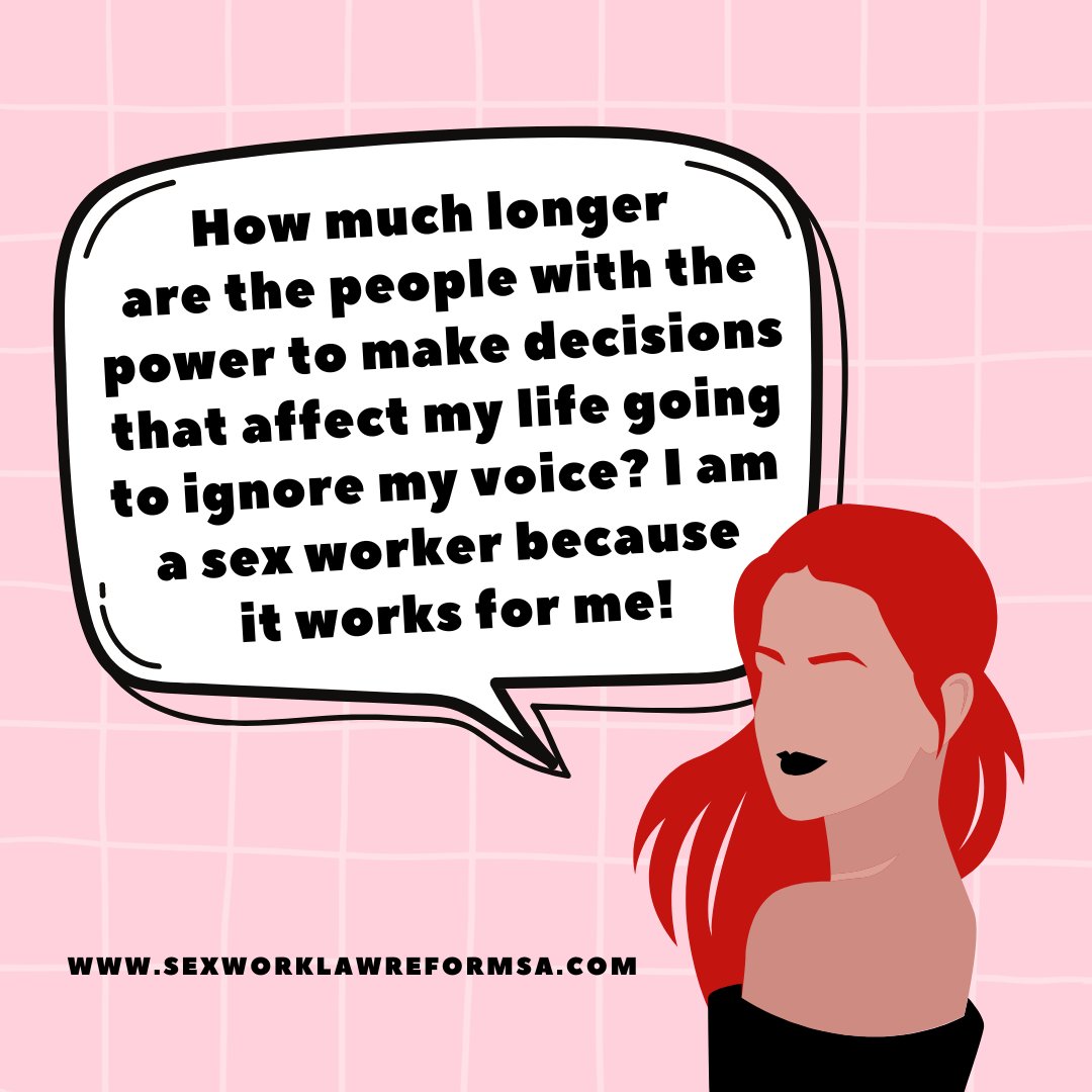 We need decision-makers who listen to lived experience & evidence not discrimination from pearl clutches! #SexWorkIsWork #SAparli  #SexWorkersNeedRights #DecrimSA