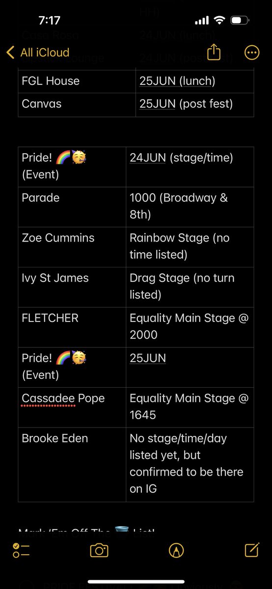 Just finished making the itinerary for our @nashvillepride weekend. 🤗 It was harder than I thought. 😮‍💨 Let’s see how much of it we actually get accomplished. 🤣 So much to do, so little time to do it in. But, we’re gonna power walk it! 😎 SO Excited! 🥳

Happy Pride Y’all! 🏳️‍🌈🏳️‍⚧️