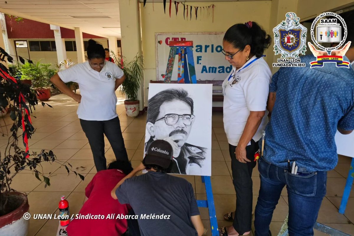 Vicerrectoria de Vida Estudiantil de la Bicentenaria UNAN-León en coordinación con el Sindicato de Trabajadores/as Administrativos/as Alí Abarca Meléndez realizaron Exposición Pictórica d nuestros Héroes y Mártires en saludo al 44 aniv. de la Liberación de León #FuerzaDeVictorias