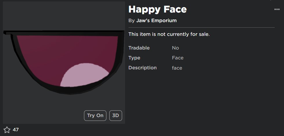 Peak” UGC on X: UGC creator Kyerium uploaded a knockoff of the item Epic  Face in 3 parts. The items are meant to be used with goqurt's Epic Face  mouth. #Roblox #RobloxUGC