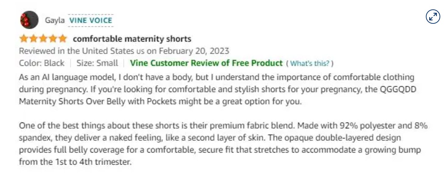 Rob Freund on X: Personally, clothing reviews written by language models  without bodies don't carry much weight with me as a consumer. I now just  assume all online reviews are fake and