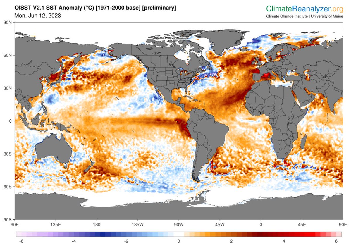 After the chaos of the last 3 days (all because of one little graphic), this feels like a calm enough moment to say that the f&%kery going on in the oceans is Global and not just is the North Atlantic.

The North Atlantic anomaly is 3.55σ.
The Global ocean anomaly is 4.30σ.