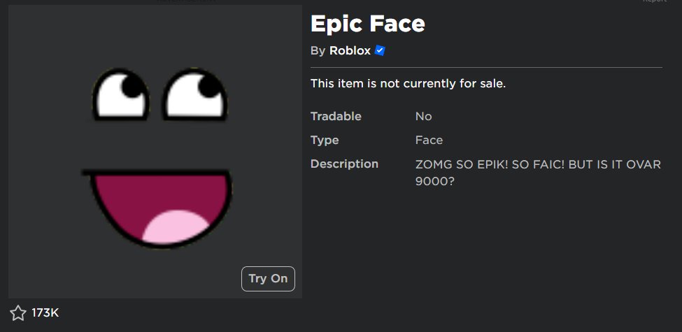 Roblox Is The Epic Face Coming Back On Sale? Glitch? 