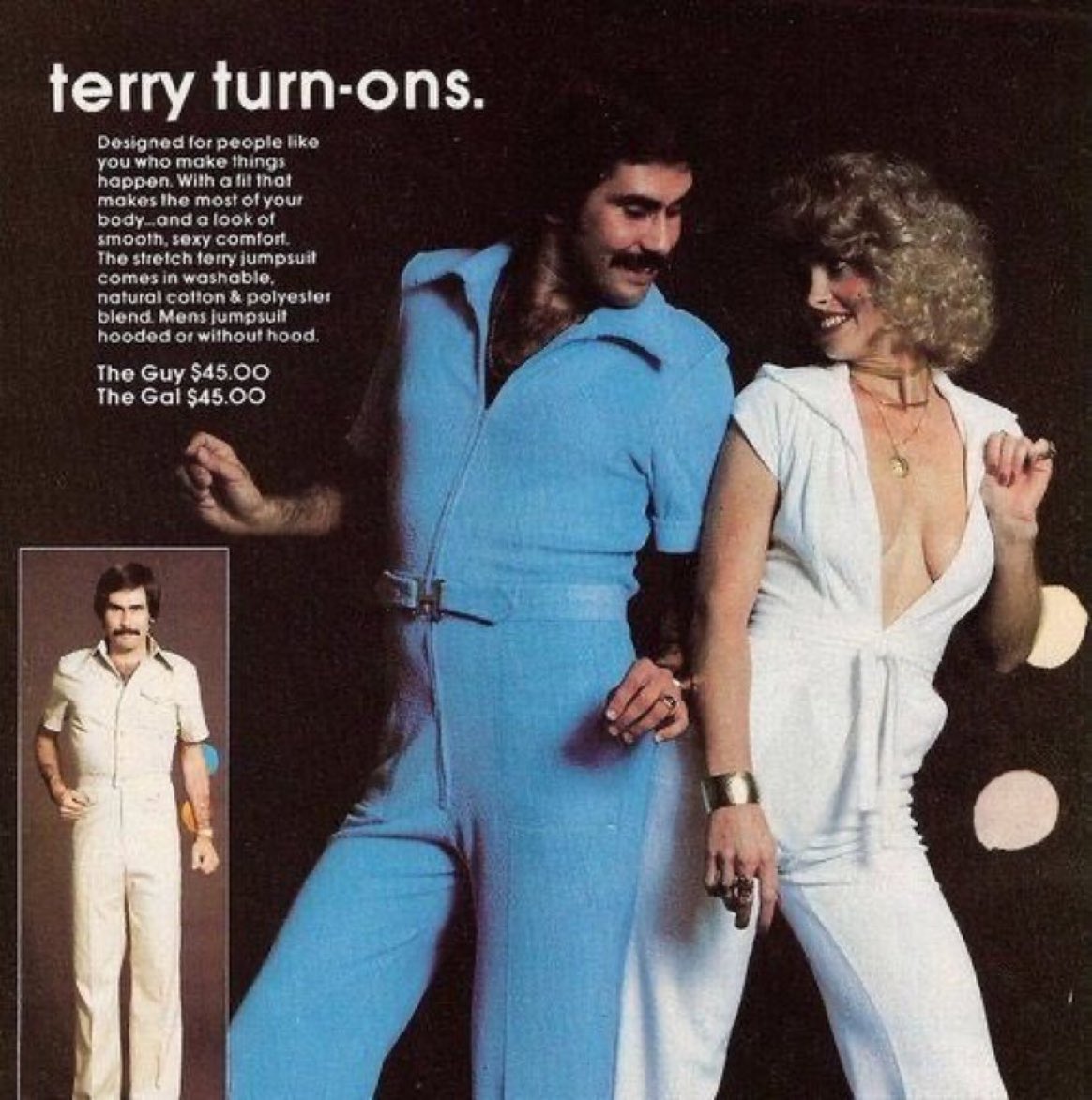 Super 70s Sports on X: Let's be honest: once you get a jumpsuit and  mustache combination that sweet going, sensual moves on the dance floor  with braless women is fucking inevitable.  /