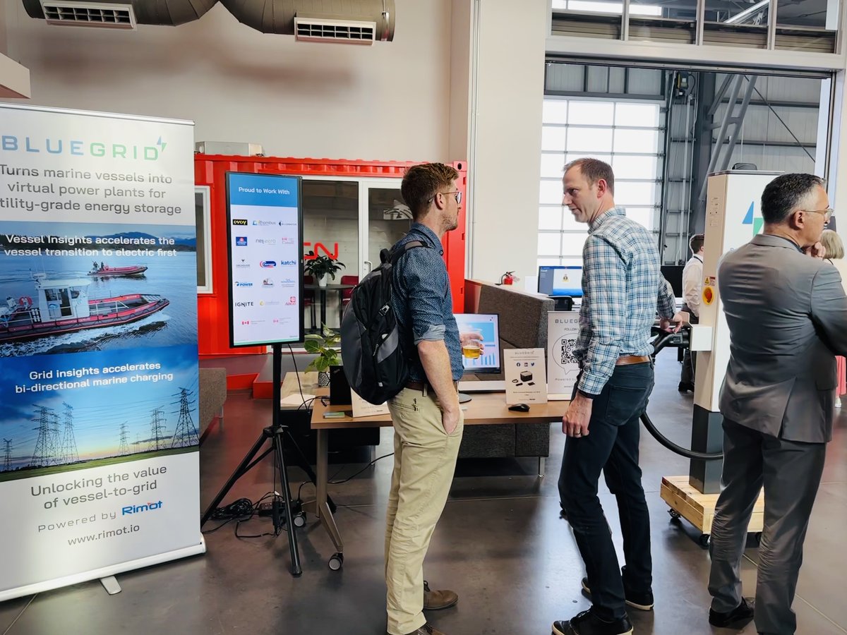 bluegridenergy's tweet image. Thank you to everyone who stopped by our booth at @thepierhalifax #H20Conference closing night reception to learn about Rimot’s BlueGrid #VesseltoGrid technology as we lead the way on #V2G to help electric grids and marine vessels achieve net zero together.