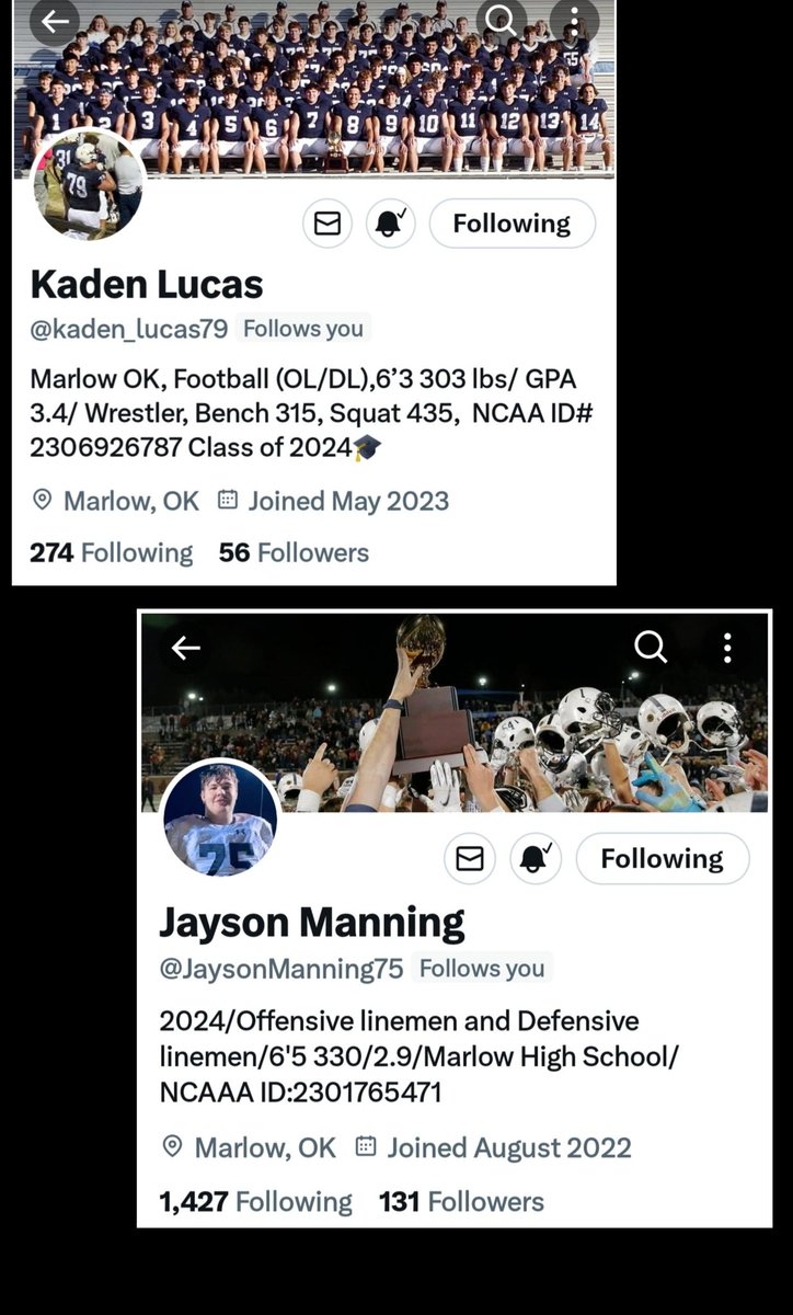 Nation Wide Sports! (@n_w_sports) on Twitter photo Cls 24 BIG MEN 4X🔥! Both of these young men have been on a State Championship Team. They know how to lead 💯. Ht & Wt ✅️ Foot Work ✅️ Strengh ✅️ must adds to ur Prospect Broards!
<a href="/kaden_lucas79/">Kaden Lucas</a>
<a href="/JaysonManning75/">Jayson Manning</a> Cls 24 BIG MEN 4X🔥! Both of these young men have been on a State Championship Team. They know how to lead 💯. Ht & Wt ✅️ Foot Work ✅️ Strengh ✅️ must adds to ur Prospect Broards!
<a href="/kaden_lucas79/">Kaden Lucas</a>
<a href="/JaysonManning75/">Jayson Manning</a>