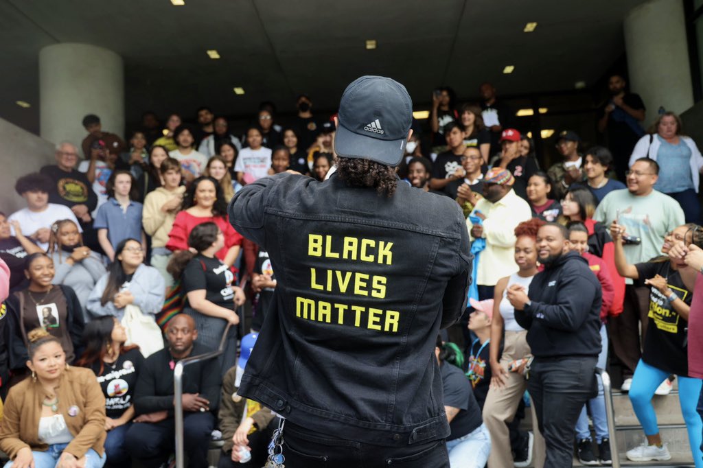 While we continue to be called outside agitators — we are reminded of the much needed fight to FULLY #DefundLASPD &amp; INVEST in resources Black, Indigenous &amp; Latinx students deserve.