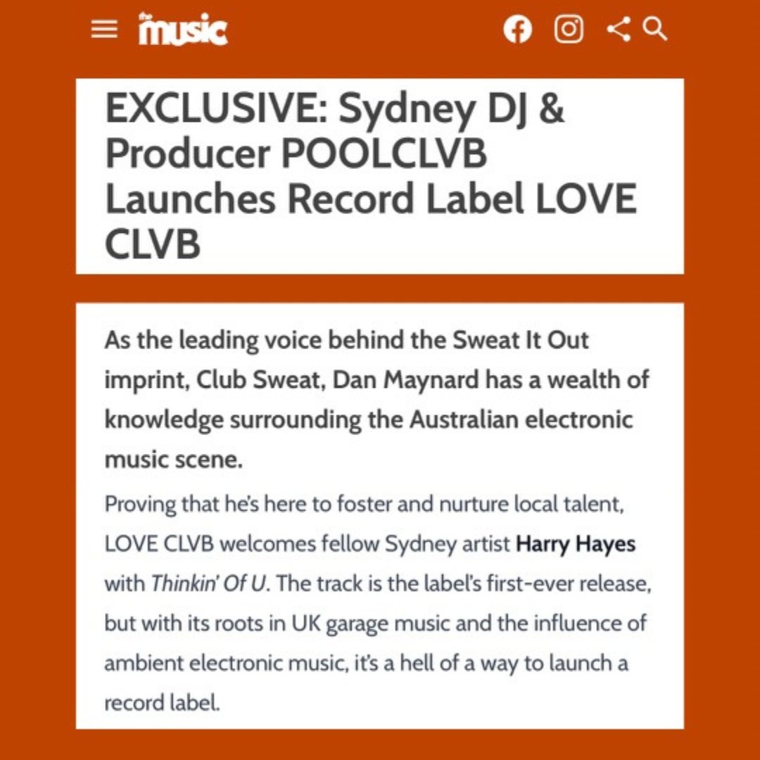 Home slice @POOLCLVB has officially launched his new record label, LOVE CLVB 🎉 Celebrating with the first release from Harry Hayes ‘Thinkin Of U’ 🦋 loveclvb.lnk.to/Thinkin-of-UIn Make sure to follow to keep up to date with Danny’s curations 🧡