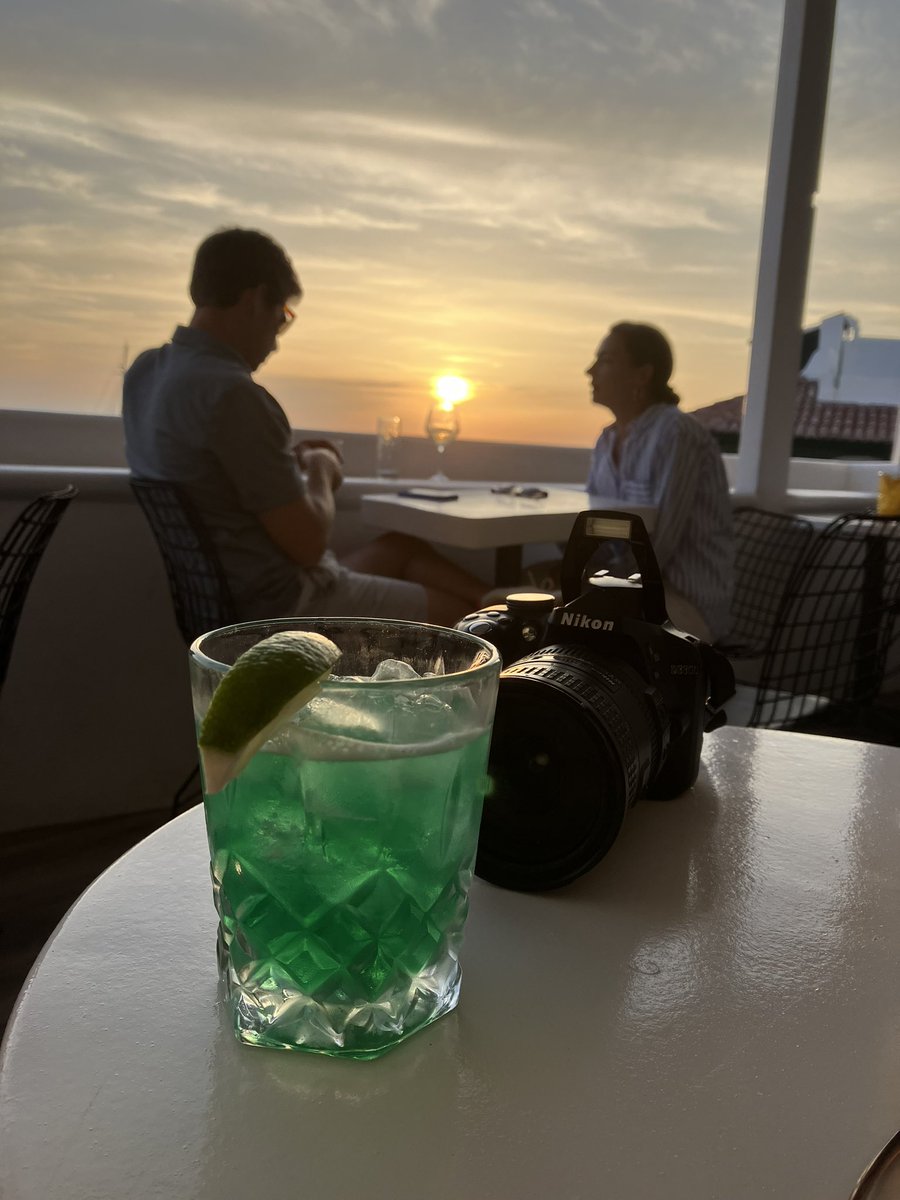 Some of the drinks, both alcoholic and otherwise, in Greece last month. When is the last time you had a green cocktail?