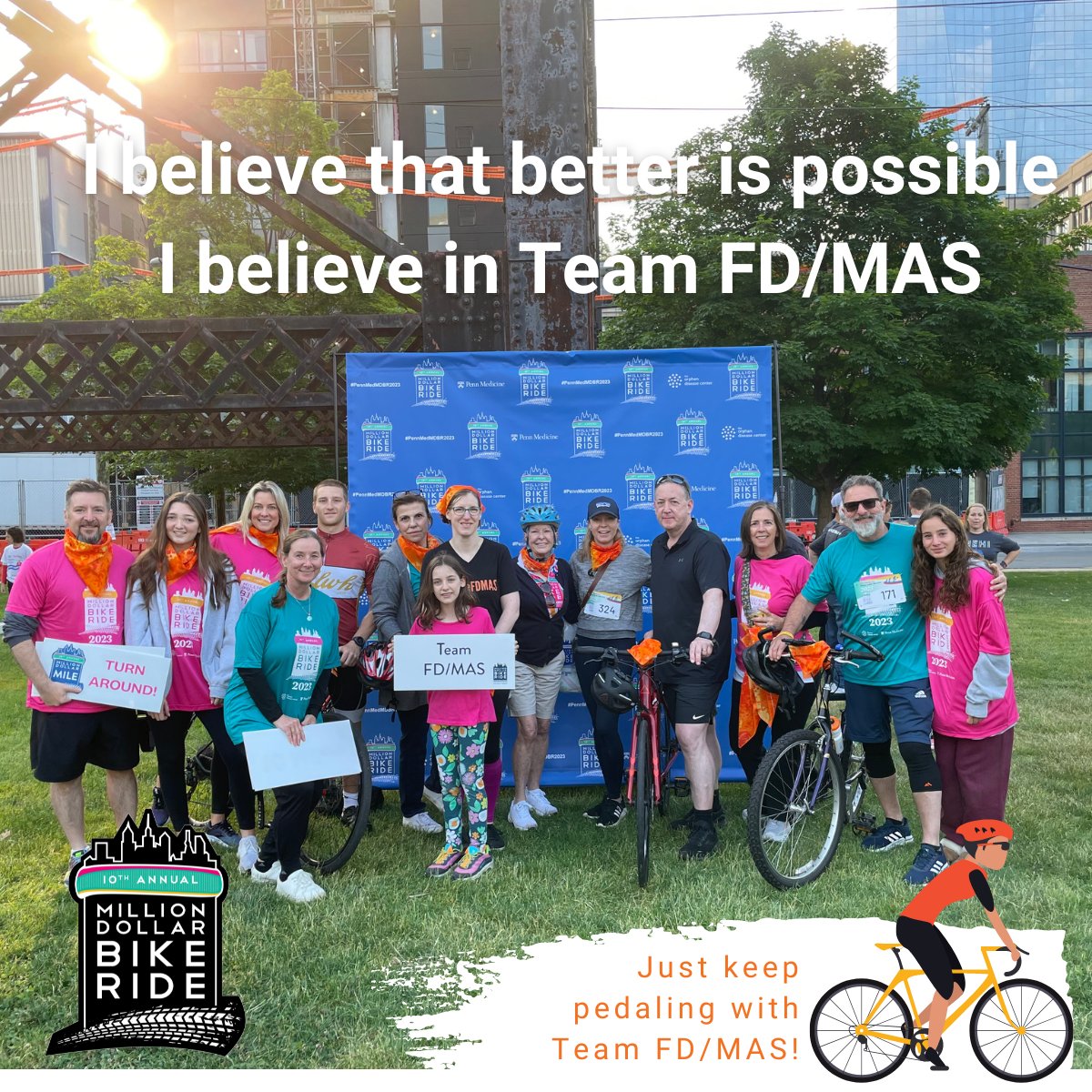 We still have time to collect donations through June 20th, and we need your help to CRUSH our funding goal. Let's keep the donations flowing and show our support for this important cause. Ride Team FDMAS, Ride! #FDMAS #FDMASAlliance #mdbr2023