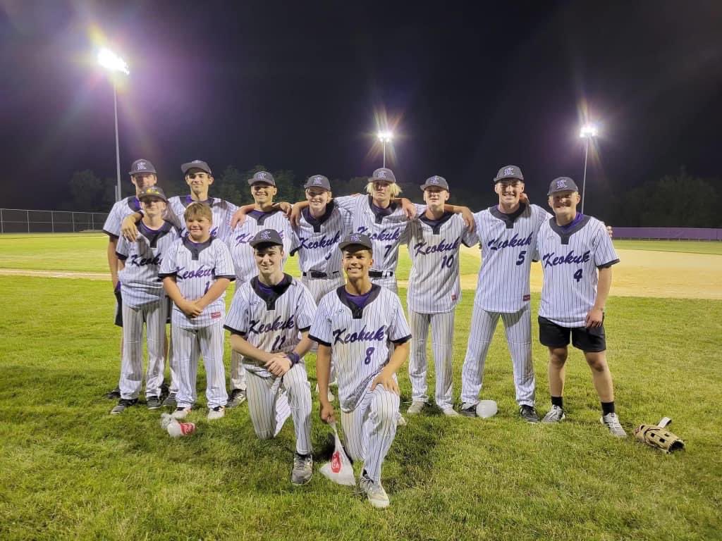Keokuk_Baseball's tweet photo. The Chiefs swept Ft. Madison at Joyce Park on Monday night, winning game one 13-8 and game two 15-8. The Keokuk Little League majors & minors teams were in attendance and joined the KHS starting lineup on the field for the National Anthem! Go Chiefs! #KPride https://t.co/xFgGBjiRAk