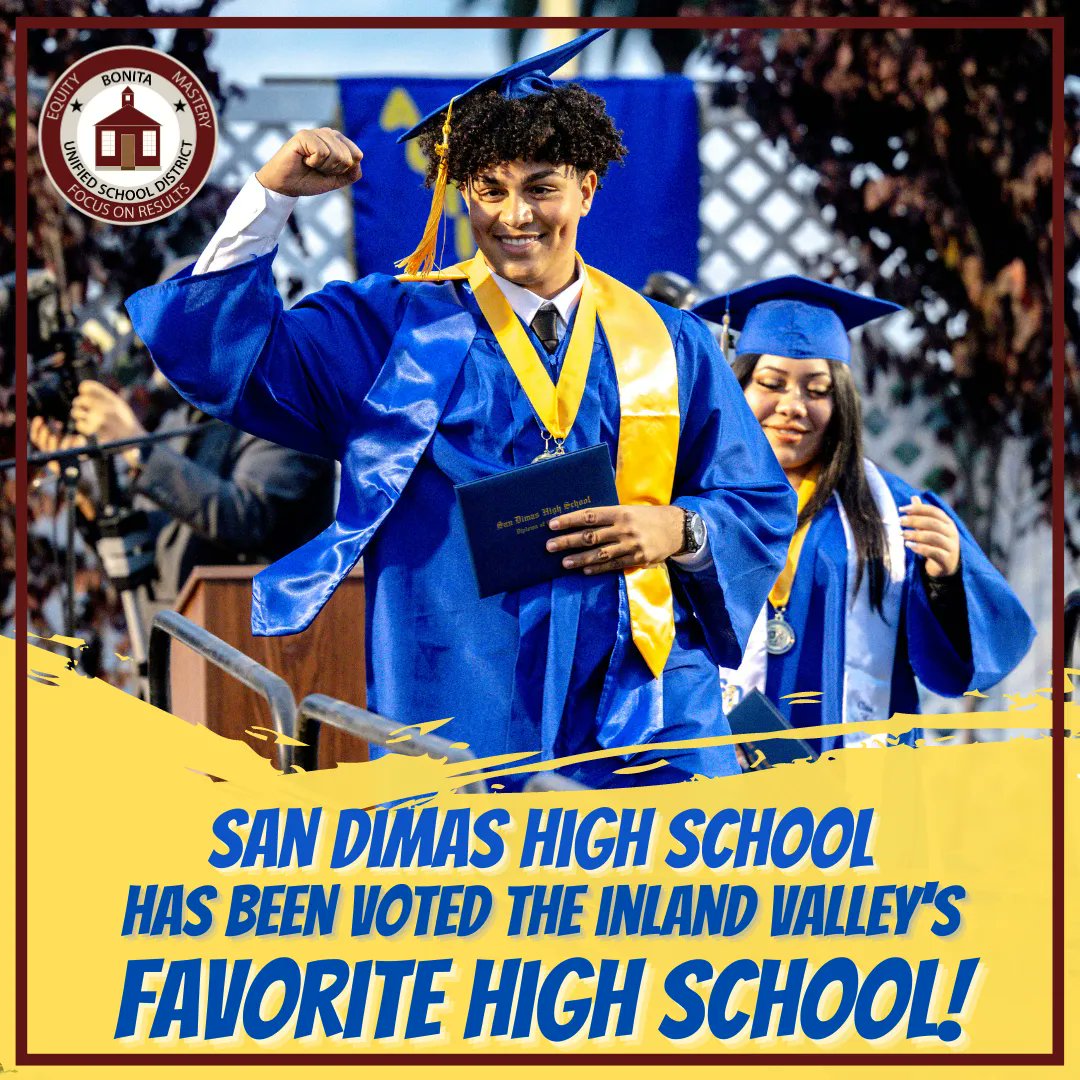 We are thrilled to announce that San Dimas High School has been voted the Inland Valley's 'Favorite High School' in the 2023 @ivdailybulletin Readers' Choice Awards! #BUSDCommitment #SanDimas #LaVerne #LiveYourPurpose