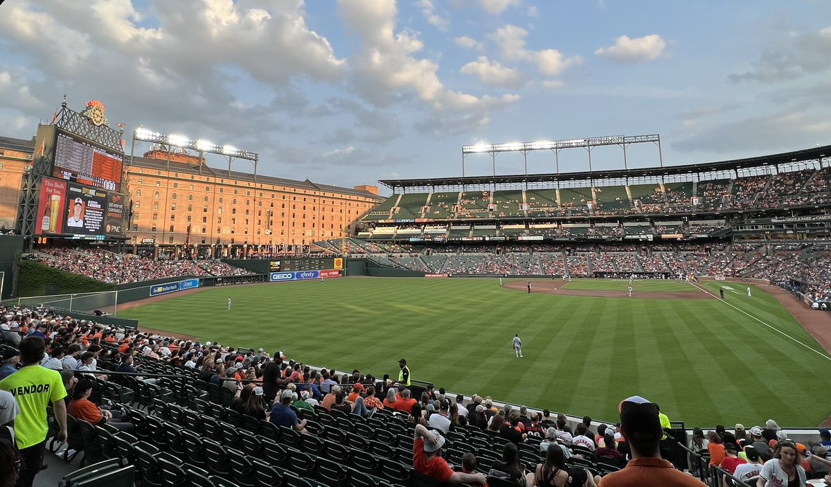 Gorgeous evening for an <a href="/Orioles/">Baltimore Orioles</a> game at Camden Yards, Birds vs. the Blue Jays. The pristine natural grass field is a thing of beauty. Credit head groundskeeper Nicole Sherry &amp; her crew. Go O’s! #OriolesMagic #Charmcity