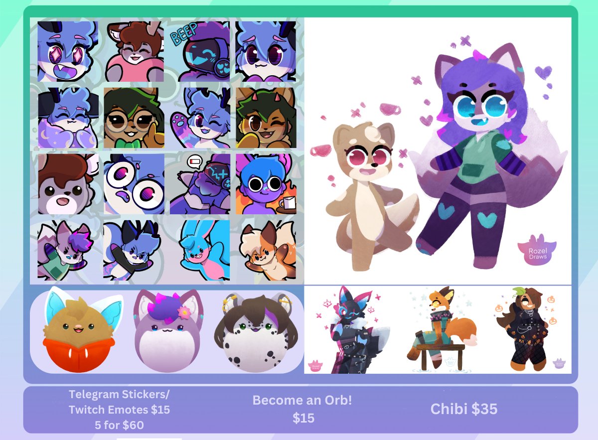 RozelDraws's tweet image. hihi I'm Rozel! I bleat, am orb, try to draw cute furry art and try to have cozyish streams! ^w^
Twitch- twitch.tv/rozeldraws
Comms-artwithrozel.wixsite.com/rozeldraws