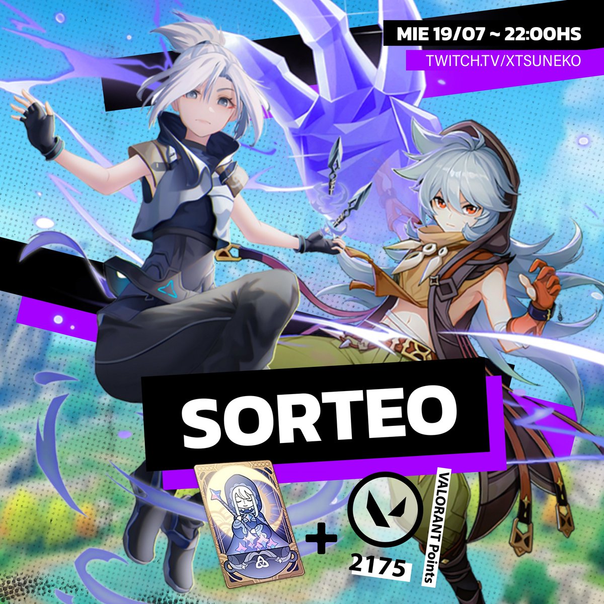 xTsuneko's tweet image. ✅Euu hay SORTEO

‼️PREMIO: 2175 VP / Pase de genshin + bendi lunar (premio a elección del ganador, solo uno es canjeable)

‼️REQUISITOS:
1) Seguirme en TWITTER.
2) Like y RT a este post.
3) Etiquetar a dos personas.

El sorteo se realizara en mi canal el día 19/07 a las 22hs 🇦🇷