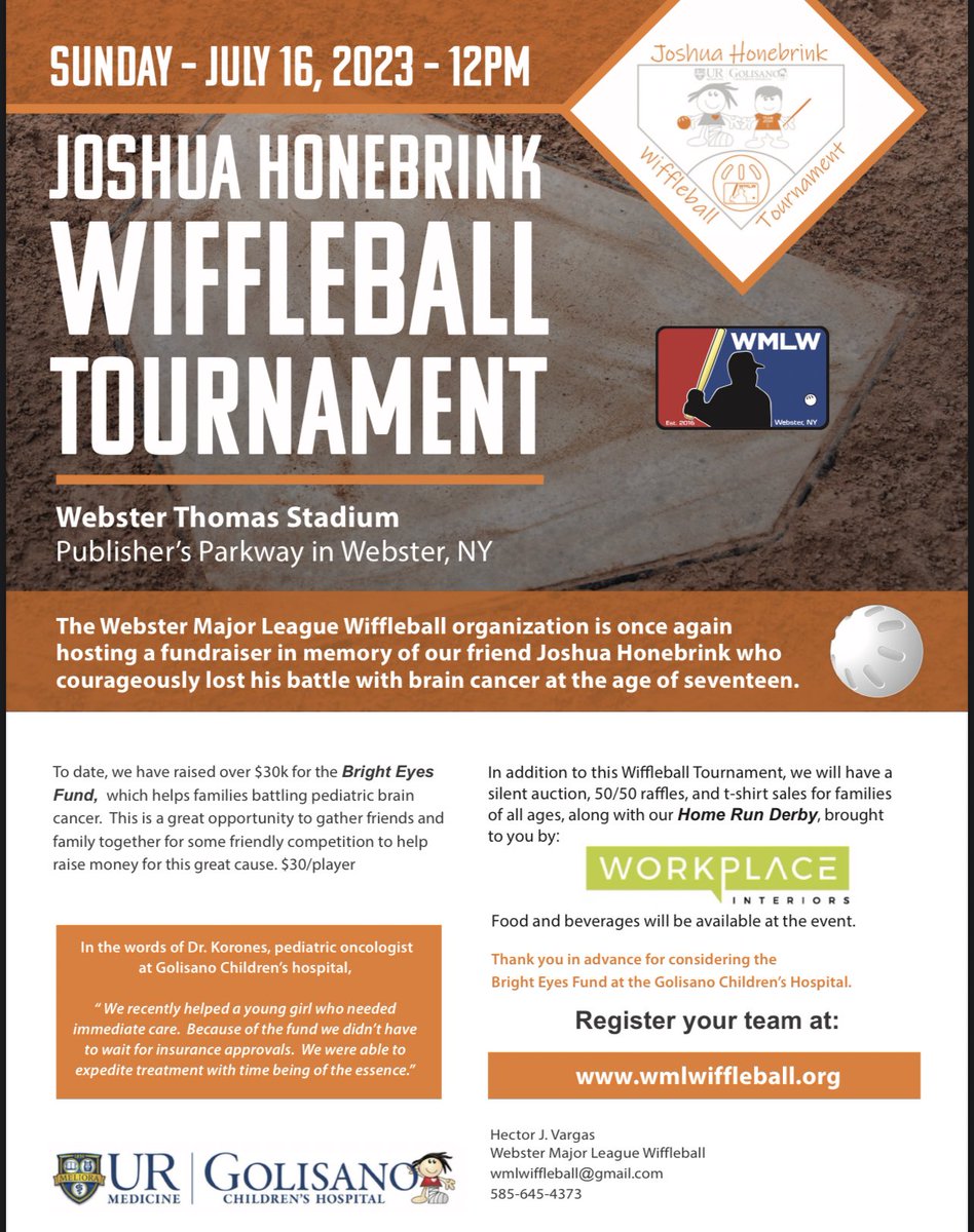 We are extremely excited to announce our 4th annual Josh Honebrink Memorial Fundraiser Event!!!! Get your teams ready, sign up info is coming soon! 🧡🧡🧡🧡