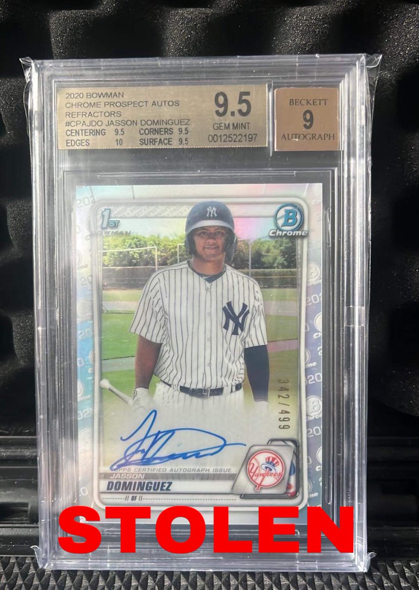 Please be on the lookout for the card from my profile picture + the 2 others attached. I made a deal with <a href="/fearthedeer_34/">fearthedeer34</a> and they were stolen right out of the package at <a href="/UPS/">UPS</a>. The package arrived with a repackage label and nothing but bubblewrap inside. #StolenCards #BeAware