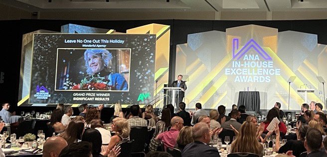 ANAmarketers's tweet photo. Congratulations to @Wonderful Agency for their grand prize award for Significant Results!
#anainhouse https://t.co/CeyfirSIz8