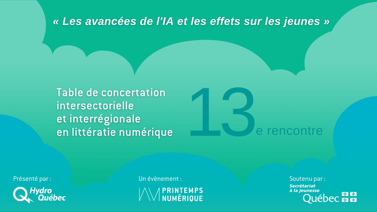 Ce jeudi 10h, j'ai le plaisir de participer au panel « Les avancées de l'IA et les effets sur les jeunes ». Merci à <a href="/PN_MTL/">Printemps numérique</a> pour l'invitation! INSCRIPTION airtable.com/shrjHYRILTKYdU…
#ai #LittéracieNumérique <a href="/cqemi/">CQEMI</a>  <a href="/SciencePresse/">sciencepresse</a>