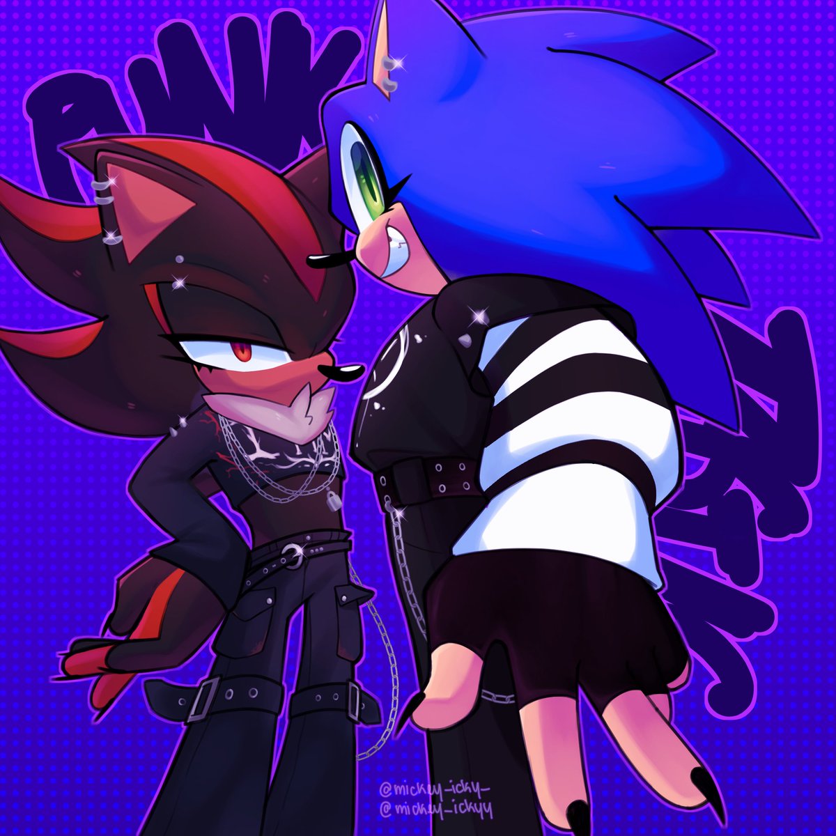 HIT YA WITH THE PUNK TACTICS!! #sonicfanart #SonicTheHedgehog #ShadowTheHedgehog #sonadow