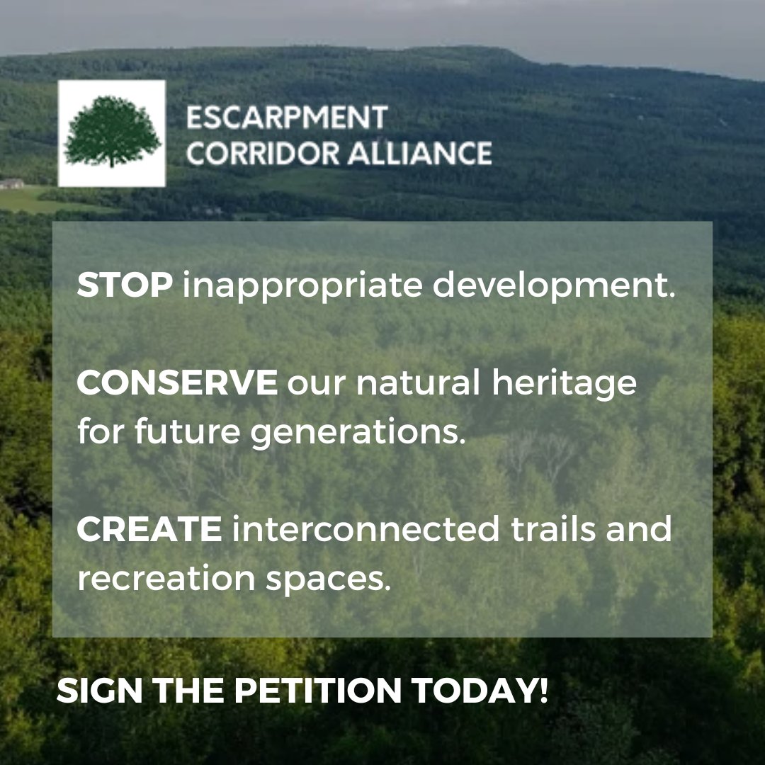 Preserve the Escarpment! 📝💚 Take action now to protect its beauty for years to come. Join us in urging Ontario's government to stop inappropriate development and safeguard South Georgian Bay. Sign the petition today! bit.ly/ECApetition