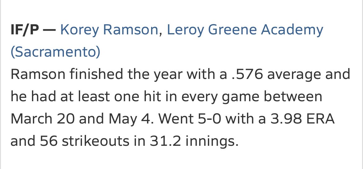 Big Thanks to @SacMaxPreps For being named to the Sac-Joaquin 2023 all league team. #HardWorkPaysOff @MaxPreps @CBA_SacBayArea @sactosportscntr @LeroyGreeneAca @MLBDevelops @coach__twalk @Im_That_Dad_KJ