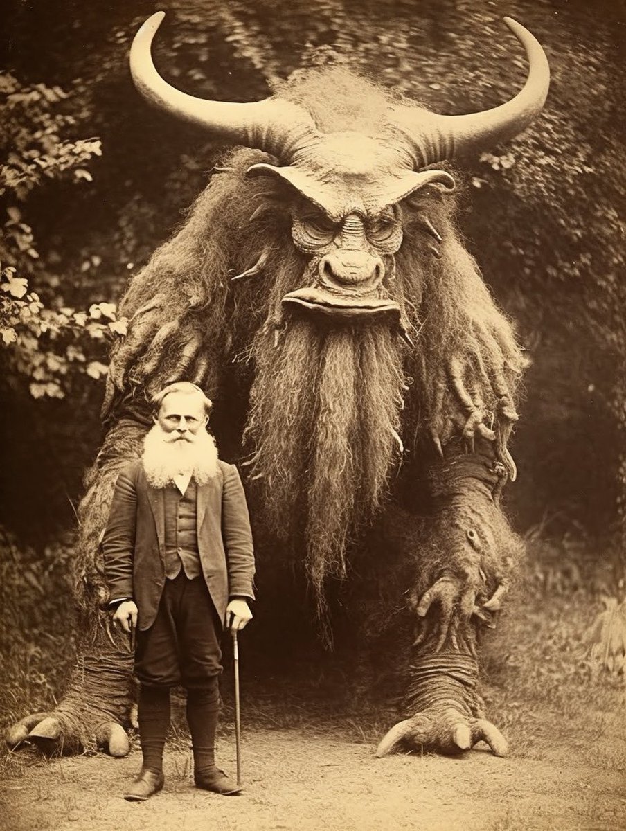 Thinkwert's tweet photo. Before the portals between our world and the Fae Kingdom were closed in 1909, tourists would often visit the English bordertown of Ombersley to pose with visitors from the other side. Photographs could be purchased for a copper penny or two; silver coins were strictly prohibited. https://t.co/V0p0DpqIgE