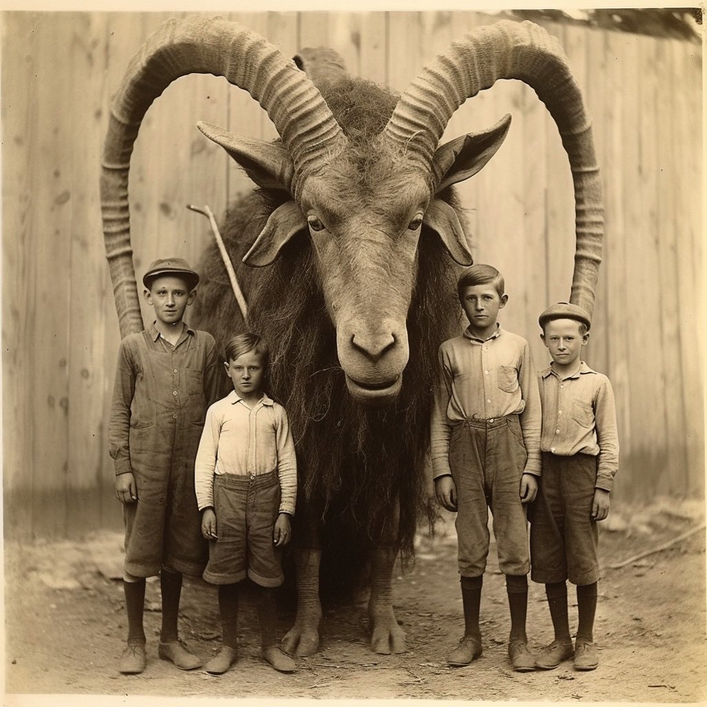Thinkwert's tweet photo. Before the portals between our world and the Fae Kingdom were closed in 1909, tourists would often visit the English bordertown of Ombersley to pose with visitors from the other side. Photographs could be purchased for a copper penny or two; silver coins were strictly prohibited. https://t.co/V0p0DpqIgE