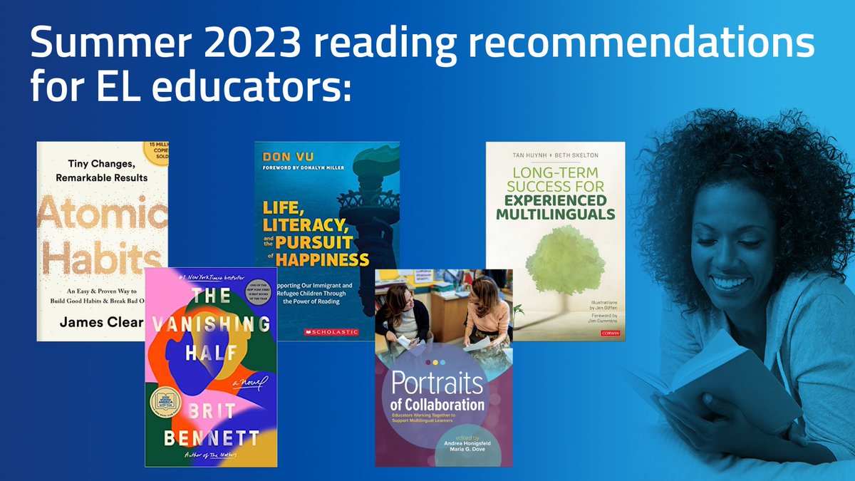 EllevationEd's tweet image. This summer we wish you all the opportunity to unwind and allow these books to inspire, educate, and elevate your understanding of #multilingual education and its transformative power in the classroom. bit.ly/42tLm7n
#ELL #MLL #Education #SummerReading #EdTech #tlChat