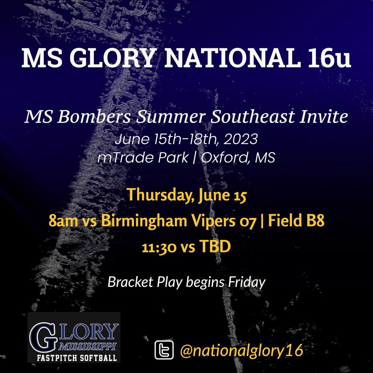 nationalglory16's tweet photo. Come watch us play in Oxford,MS this weekend. Games start Thursday morning! #ALLIN https://t.co/6pCvrJyMNP