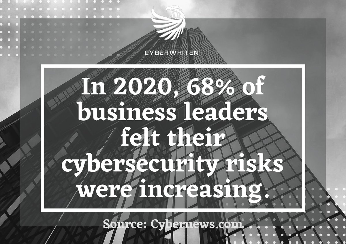 In 2020, 68% of business leaders felt their cybersecurity risks were increasing. 

#CyberSecurity #InfoSec #CyberAware #CyberThreats #DataProtection #OnlinePrivacy
#CyberCrime #CyberAwarenessMonth #CyberHygiene #ProtectYourself #SecureYourNetwork #SecureYourDevices